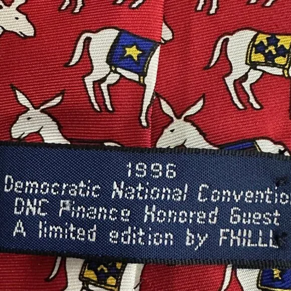 Vintage 1996 Men’s Democratic National Convention Donkey Silk Tie FHILL DNC NIB - Picture 2 of 3